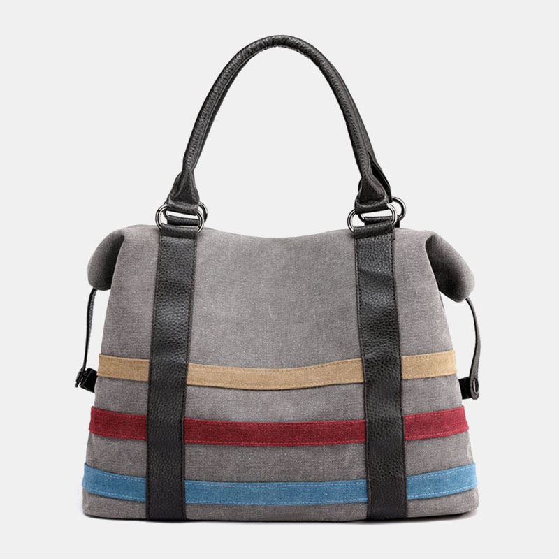 Kvinder Patchwork Canvas Håndtaske Crossbody Taske