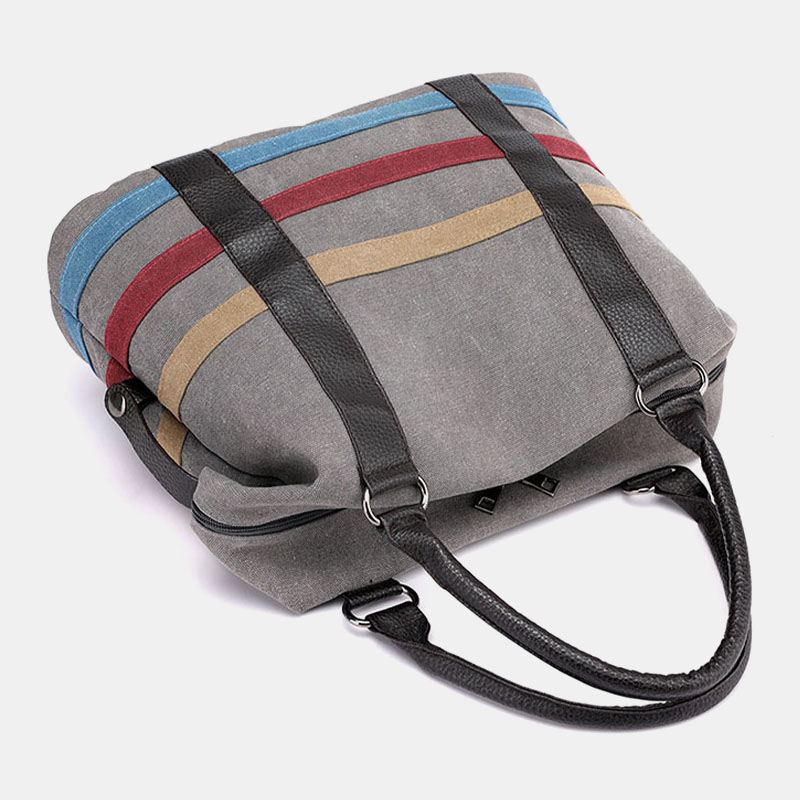 Kvinder Patchwork Canvas Håndtaske Crossbody Taske