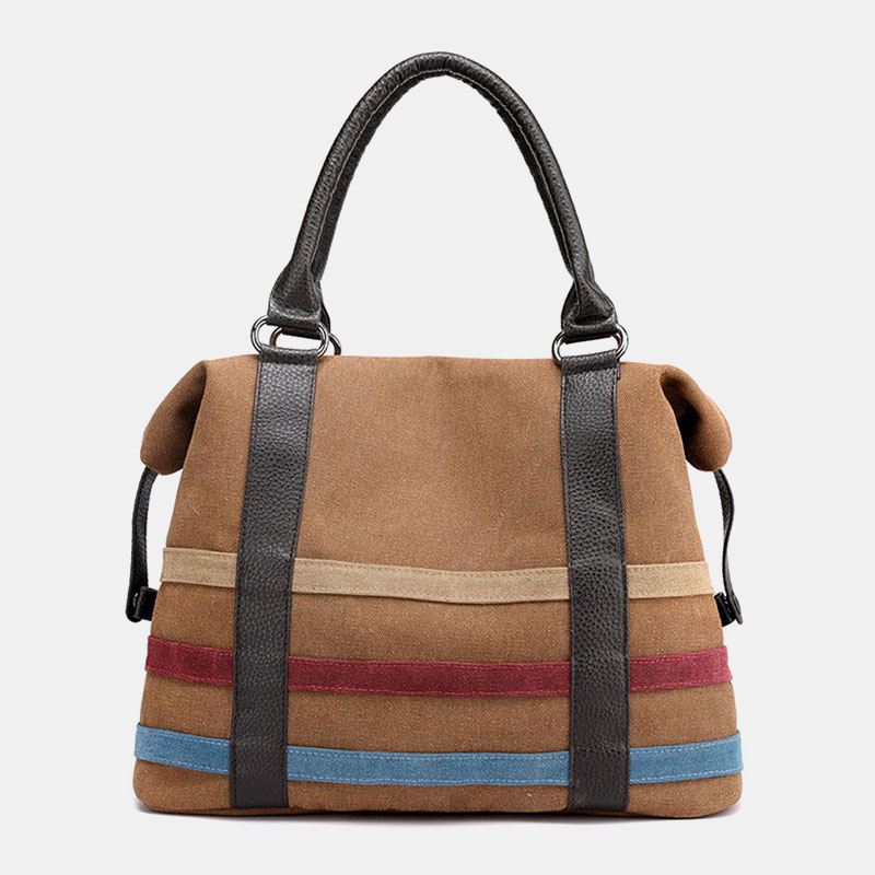 Kvinder Patchwork Canvas Håndtaske Crossbody Taske