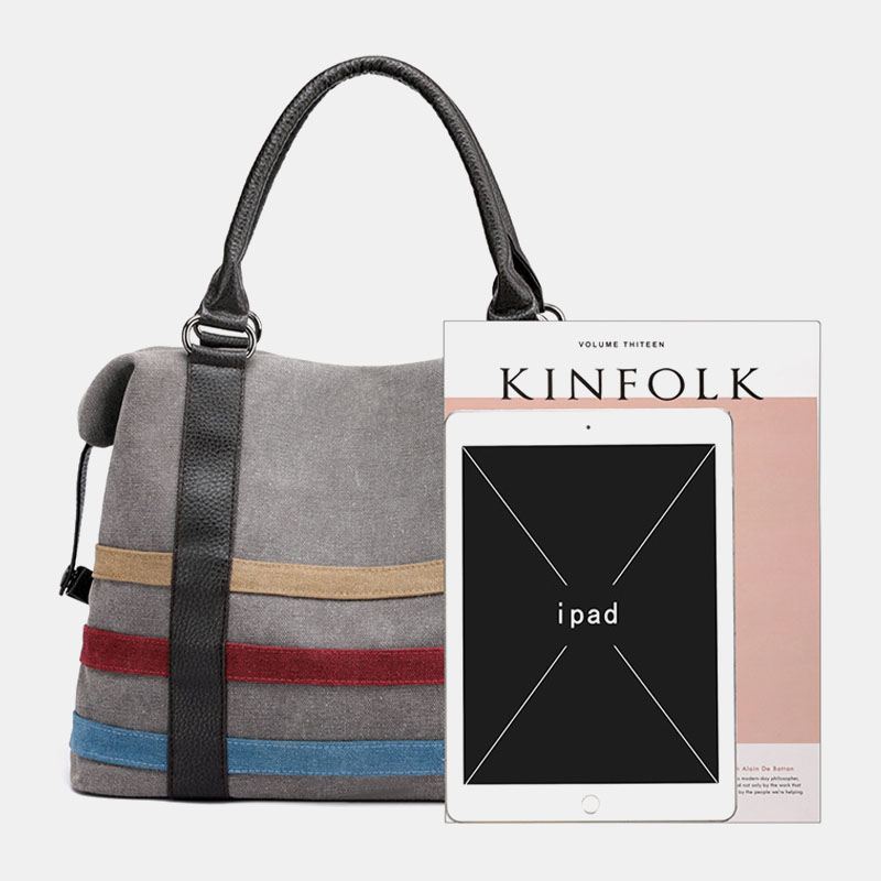 Kvinder Patchwork Canvas Håndtaske Crossbody Taske