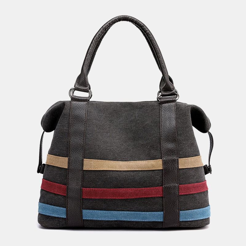 Kvinder Patchwork Canvas Håndtaske Crossbody Taske