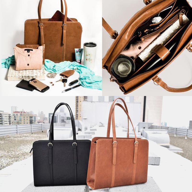 Kvinder Pu-læder Stor Kapacitet Multi-pocket Casual Business Cabriolet Tote Håndtaske Crossbody Taske