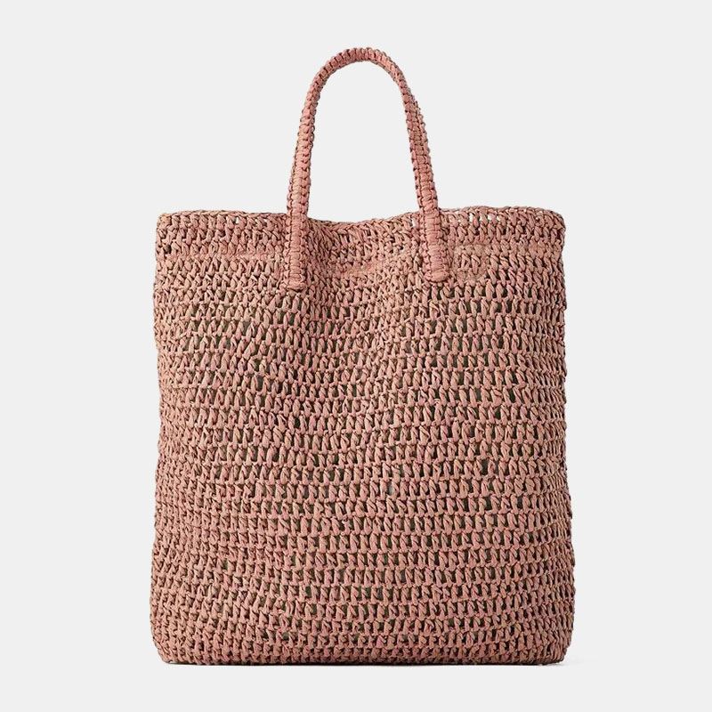 Kvinder Rejser Sommer Strand Stor Kapacitet Halm Håndtaske Tote Bag