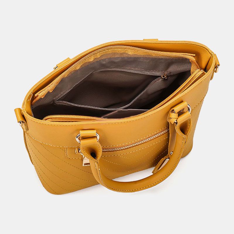 Kvinder Solid Multi-pocket Commuter Satchel Crossbody Bag Skuldertaske Håndtaske