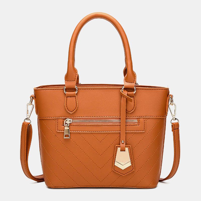 Kvinder Solid Multi-pocket Commuter Satchel Crossbody Bag Skuldertaske Håndtaske