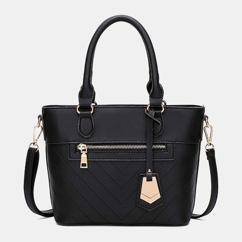 Kvinder Solid Multi-pocket Commuter Satchel Crossbody Bag Skuldertaske Håndtaske