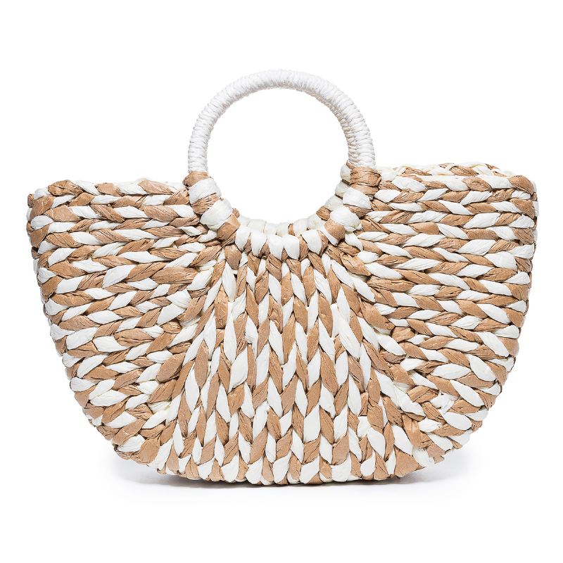 Kvinder Sommer Straw Bag Håndtaske Outdoor Casual Taske Håndtag Satchel