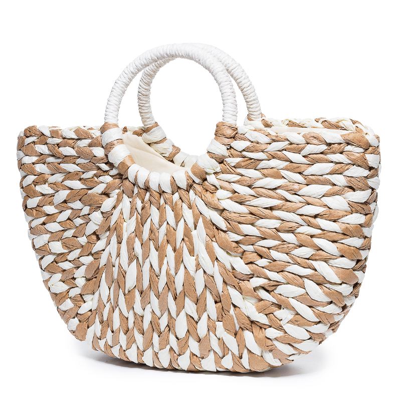 Kvinder Sommer Straw Bag Håndtaske Outdoor Casual Taske Håndtag Satchel