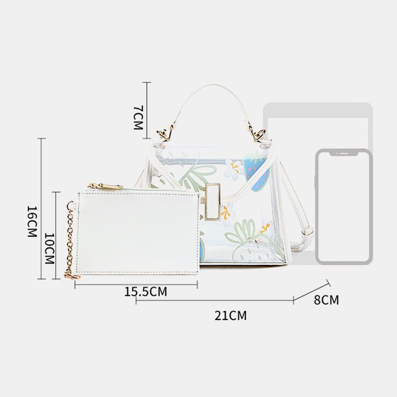 Kvinder Twist Lock 2 Stk Frugt Transparent Crossbody Taske Håndtaske