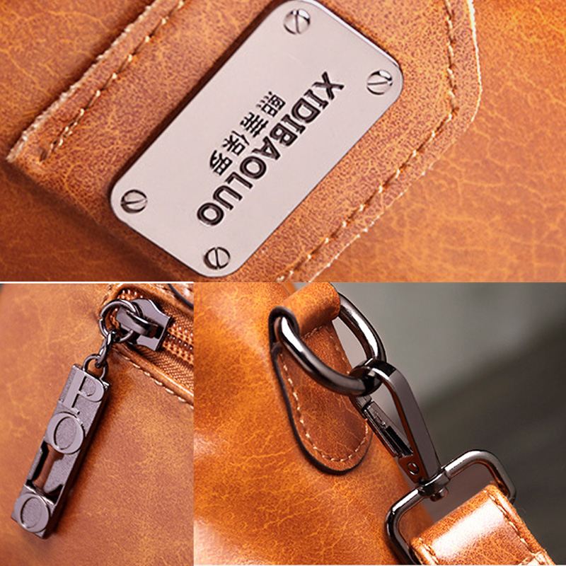 Kvinder Vintage Håndtaske Olievoks Læder Tre-lags Crossbody Taske