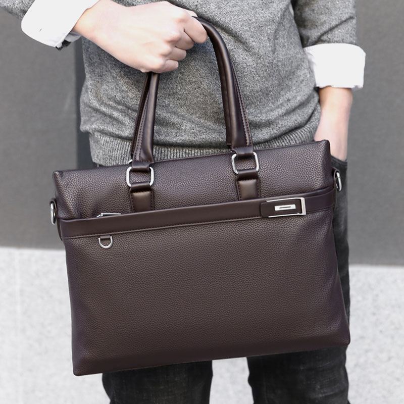 Mænd Imiteret Læder Business 15.6 Tommer Bærbar Taske Dokumentmapper Håndtaske Crossbody Taske