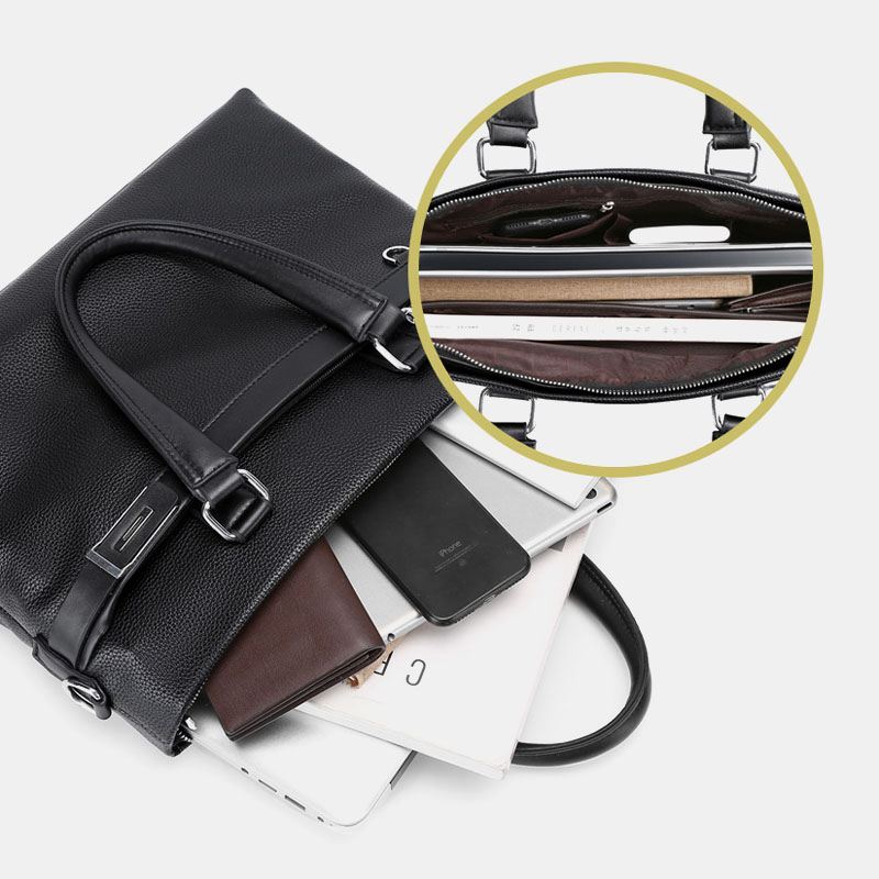 Mænd Imiteret Læder Business 15.6 Tommer Bærbar Taske Dokumentmapper Håndtaske Crossbody Taske