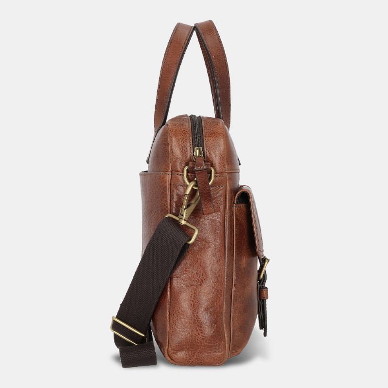 Mænd Pu-læder Vintage Bussiness Alsidig Lærertaske Med Flere Lommer Briefcase Multifunktion Crossbody-taske Håndtaske