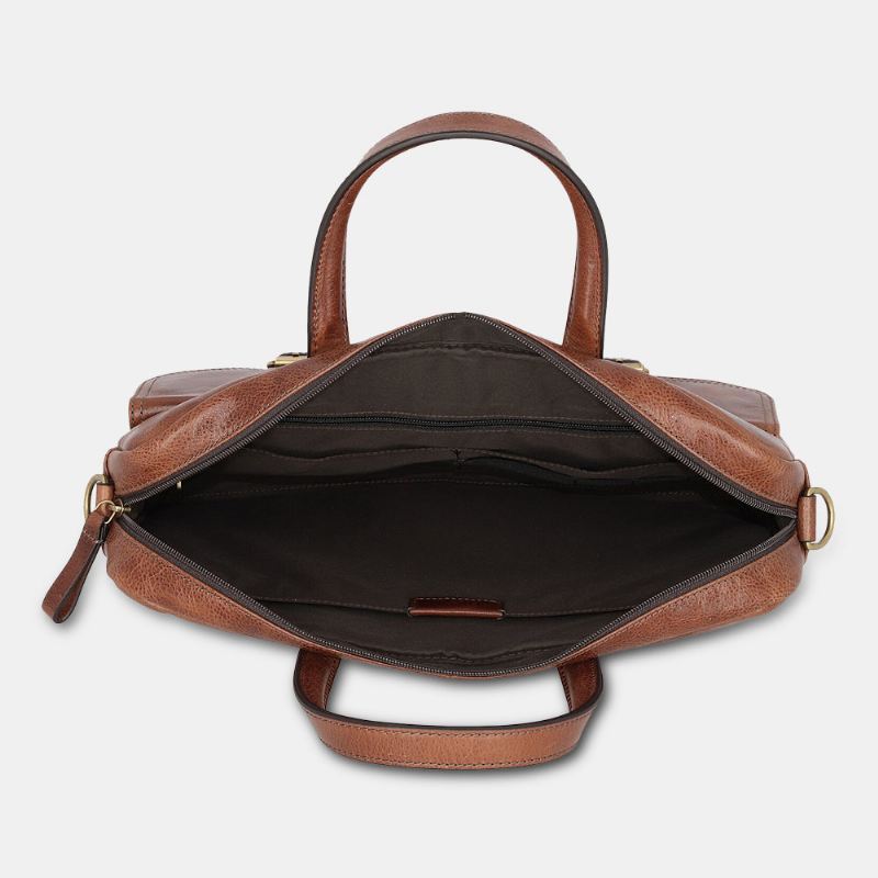 Mænd Pu-læder Vintage Bussiness Alsidig Lærertaske Med Flere Lommer Briefcase Multifunktion Crossbody-taske Håndtaske