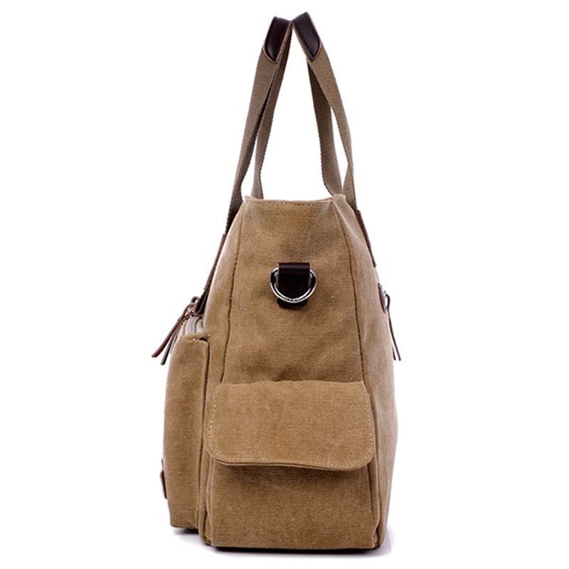 Stor Kapacitet Mænd Kvinder Canvas Multifunktionel Crossbody Taske Canvas Outdoor Håndtaske