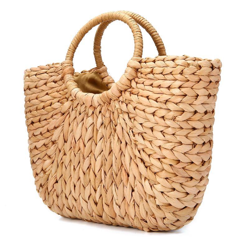 Straw Bag Kvinder Sommer Rattan Taske Håndlavet Woven Circle Bohemia Beach Handbag