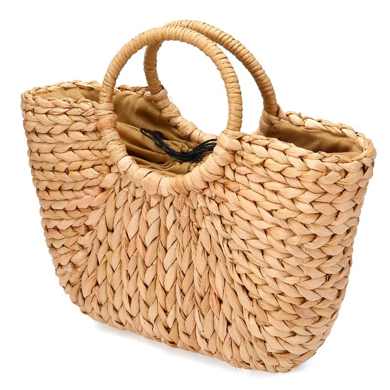 Straw Bag Kvinder Sommer Rattan Taske Håndlavet Woven Circle Bohemia Beach Handbag