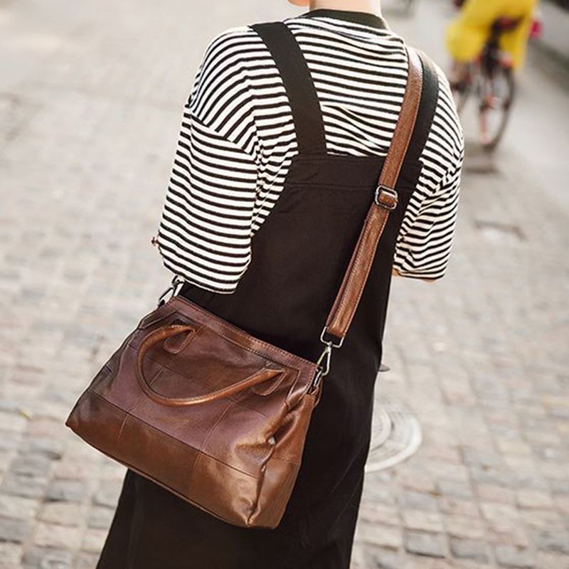 Vintage Håndtaske Til Kvinder Blød Crossbody-taske Skuldertasker Med Tre Rum