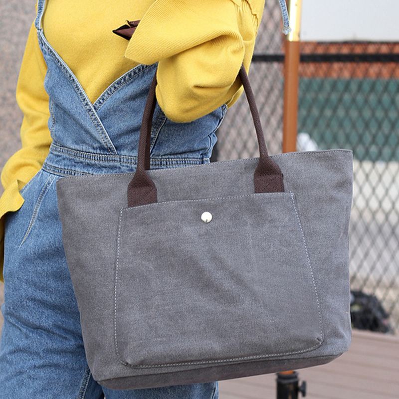 Vintage Simple Wild Tote Tasker Højkapacitets Håndtasker Til Kvinder