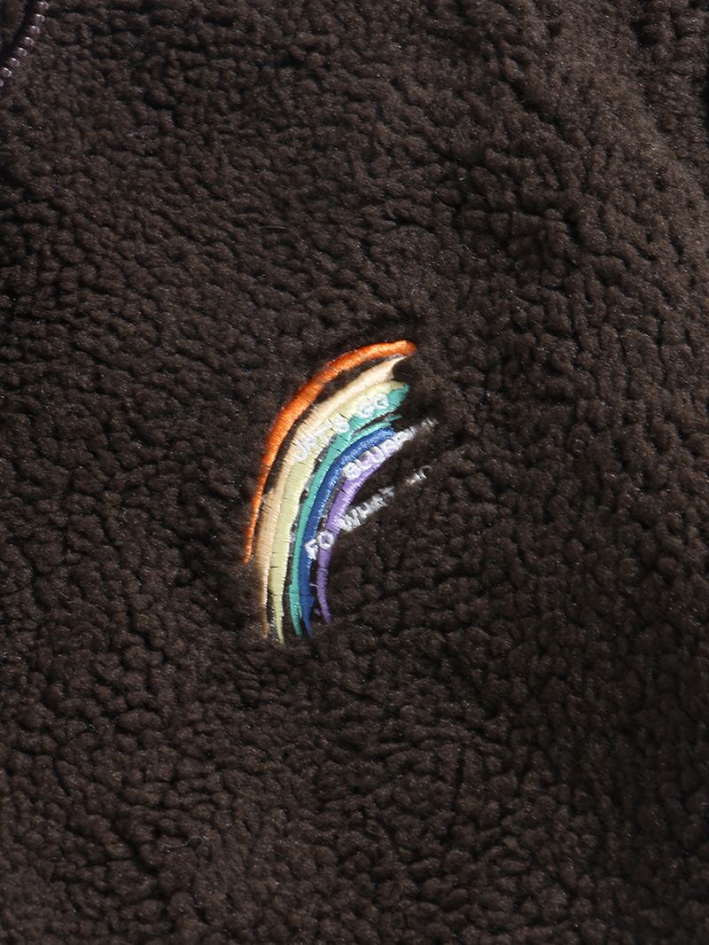 Herre Letter Rainbow Broderet Lynlås Front Fleece Varm Casual Jakke