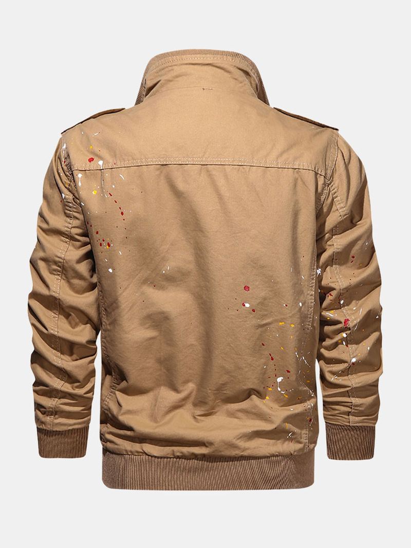 Herre Paint Med Tryk Bomuld Multi Pocket Jacket