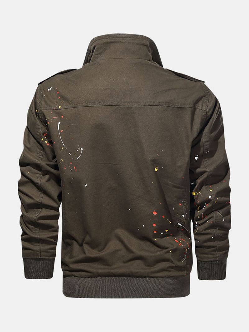 Herre Paint Med Tryk Bomuld Multi Pocket Jacket