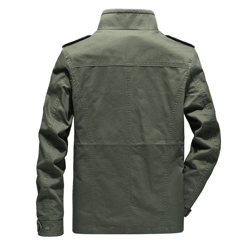 Herre Stand Collar Bomuldslomme Autumn Outdoor Cargo Jacket