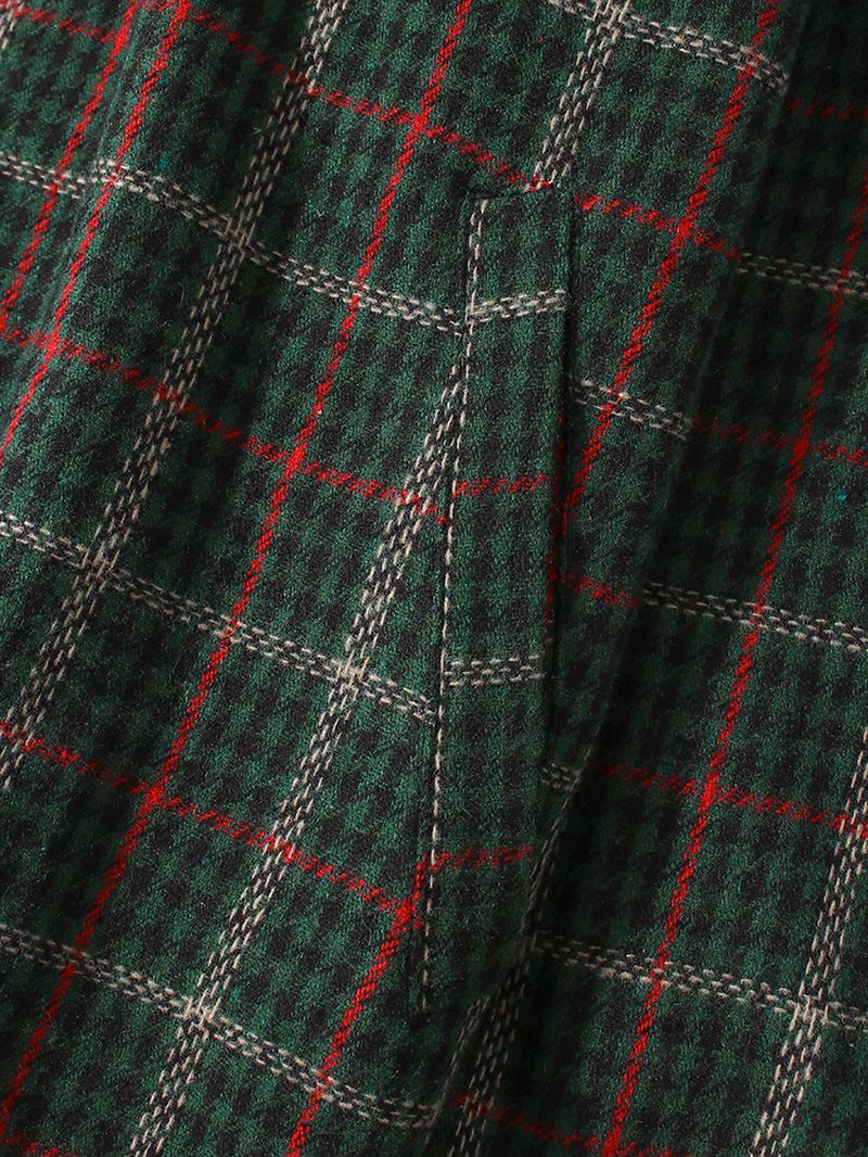 Herre Vintage Plaid Revers Langærmet Jakke Med Lomme