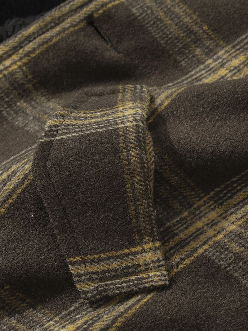 Herre Vintage Plaid Varm Lammeuld Foret Revers Lommejakke