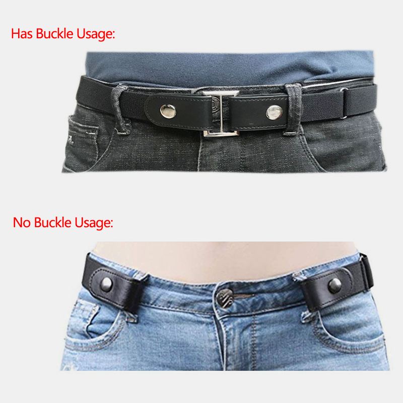 Mænd Pu-læder Justerbar Slank Elastisk Usynlig Dual-usage Wild Jeans Bælte