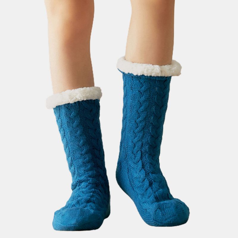 Kvinder Varm Vinter Udendørs Ensfarve Plus Velvet Thicken Home Sleep Socks Tube Socks