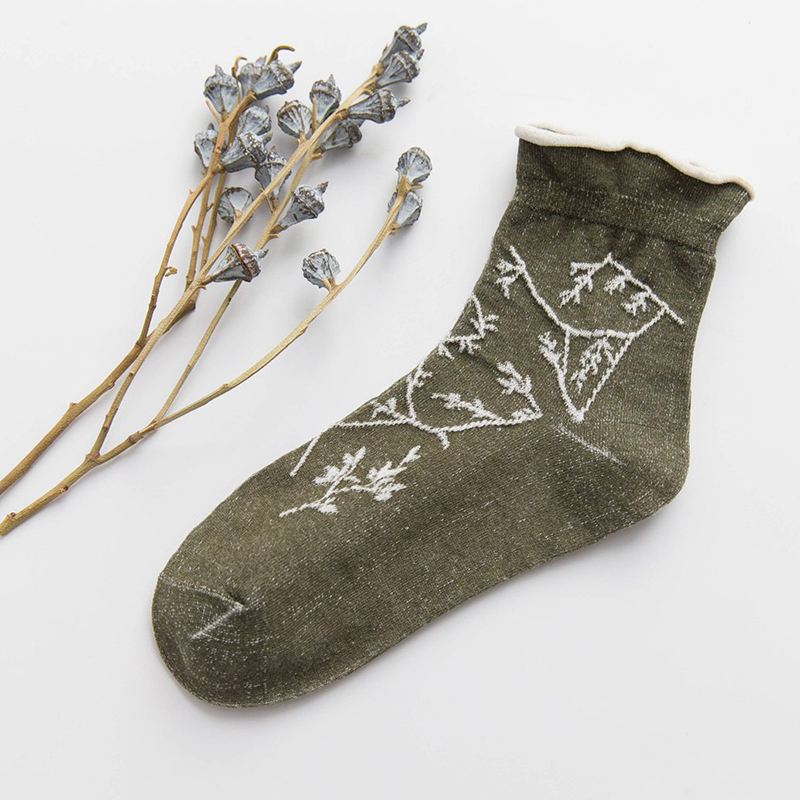 Kvinder Vinter Blomster Snowflake Jacquard Casual Crew Sokker