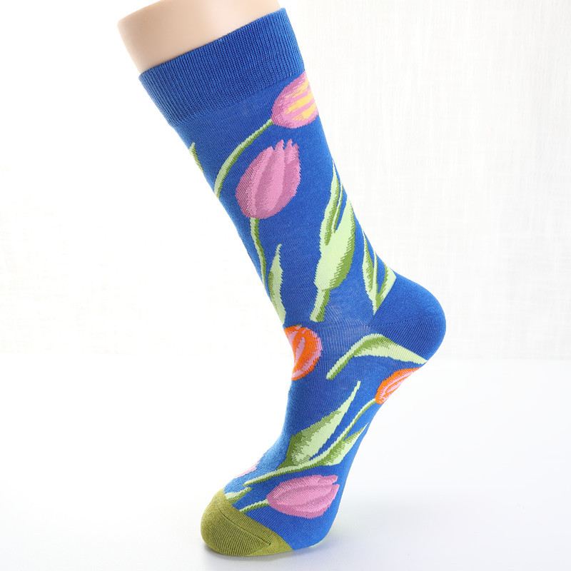 Mænd Dove Tulipaner Fugle Og Blomster Illustration Mode Socks