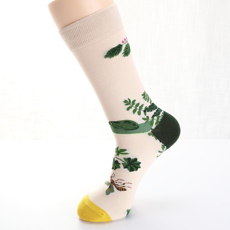 Mænd Dove Tulipaner Fugle Og Blomster Illustration Mode Socks