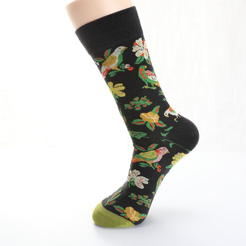 Mænd Dove Tulipaner Fugle Og Blomster Illustration Mode Socks