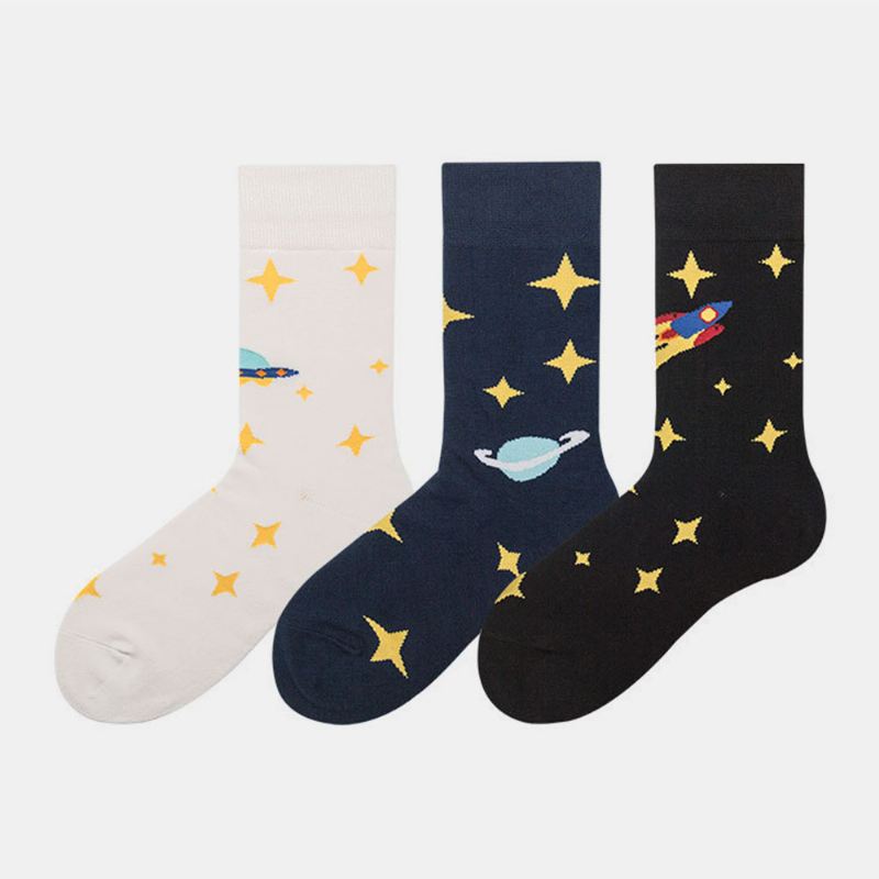 Sokker Mandlige Strømper Kvinde Trend Starry Sky Tube Bomuld Street Socks